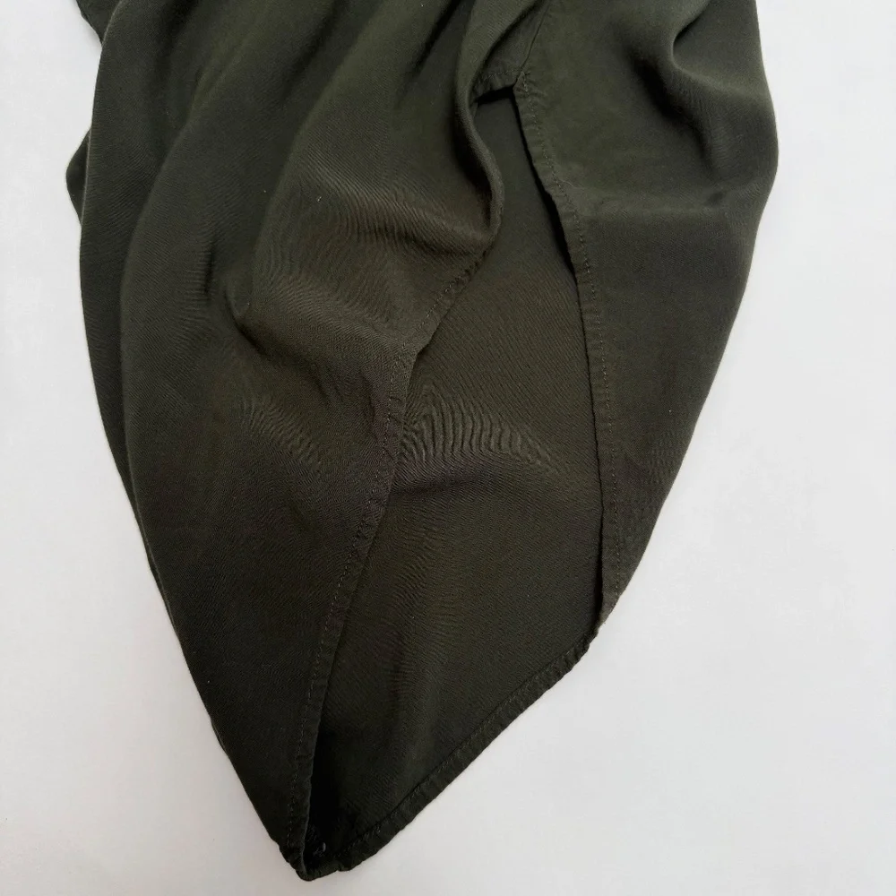 Silence + Noise Olive Green Harem Jumpsuit Romper M Boho Relaxed Wide Leg Rayon - Picture 3 of 6